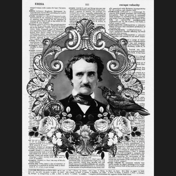 Edgar Allan Poe Gothic Dictionary Art Print Decor - Picture 4 of 4